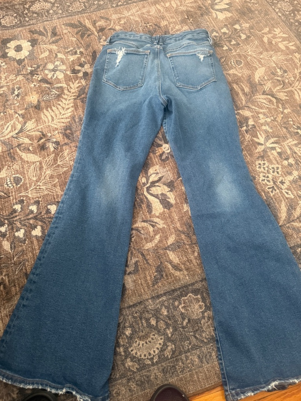 Good American Good Legs Flare Indigo Jeans Size 31/12 Distressed Hem EUC - Picture 7 of 11
